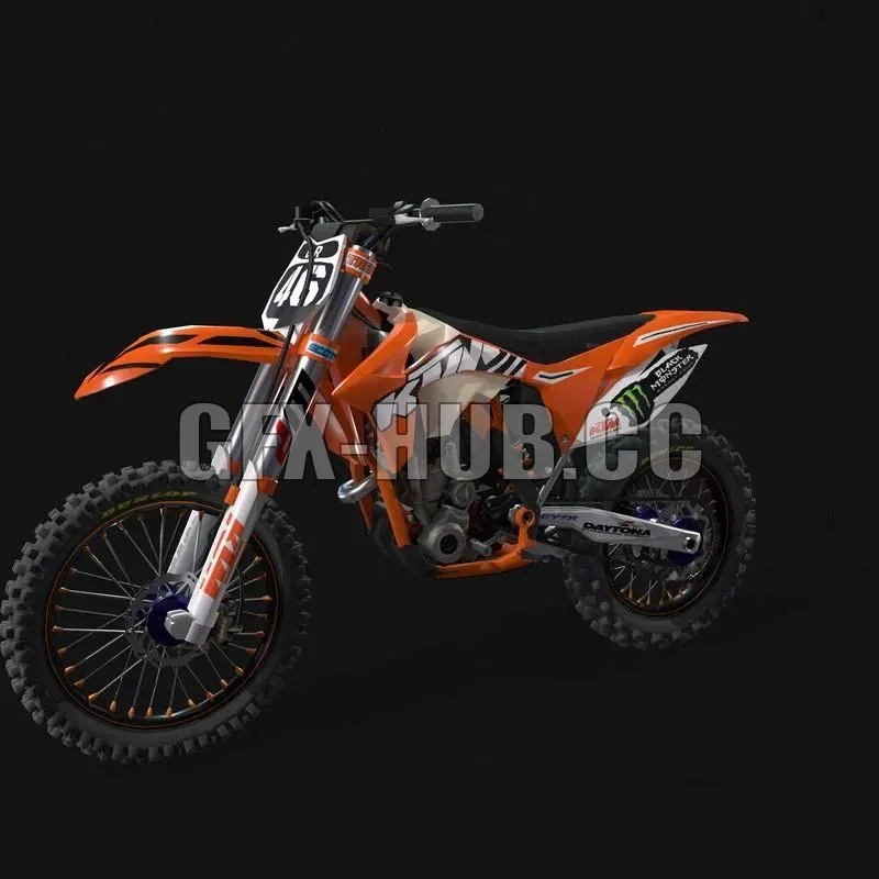 PBR Game 3D Model – Motorcycle KTM 250 SX-F