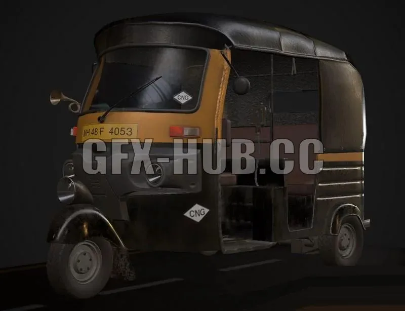 PBR Game 3D Model – Mumbai Auto Rickshaw