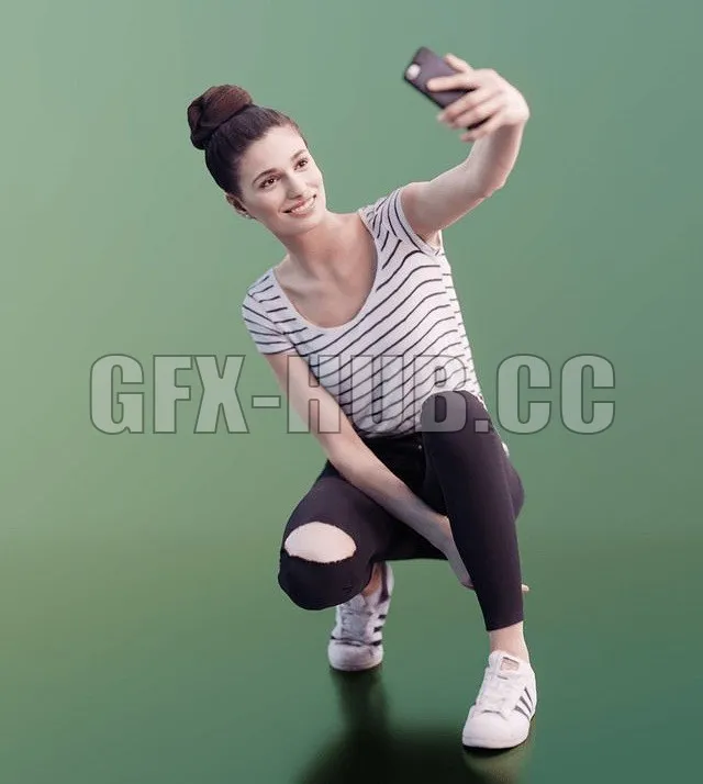 PBR Game 3D Model – Myriam girl takes selfies