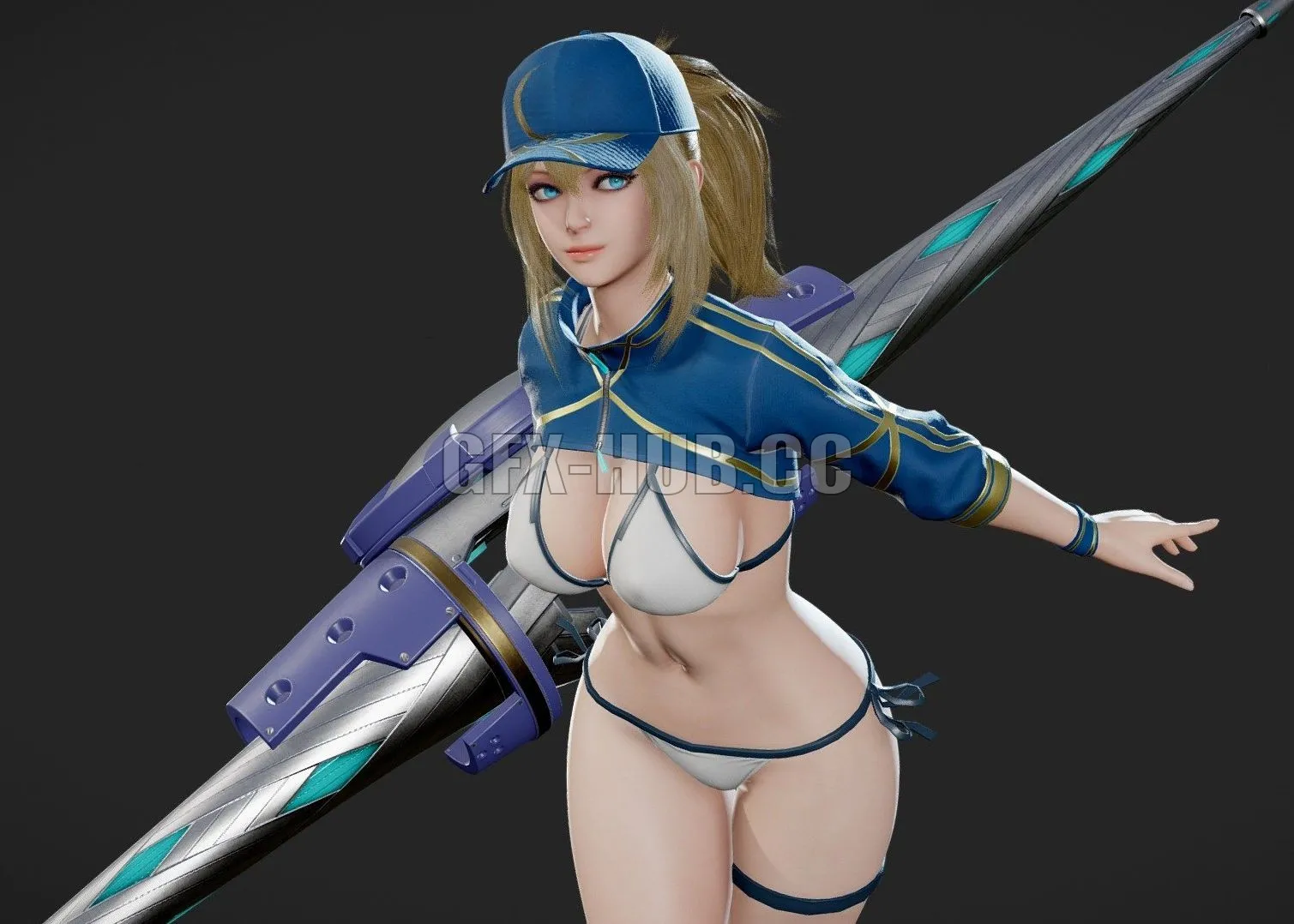 PBR Game 3D Model – Mysterious Heroine XX