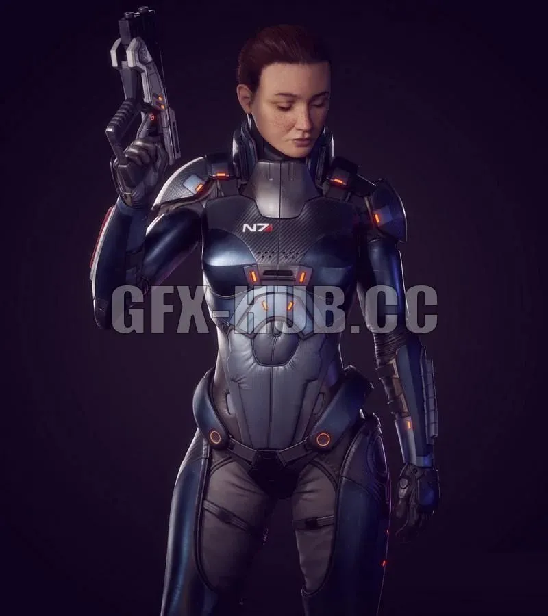 PBR Game 3D Model – N7 Soldier Mass Effect Fan Art