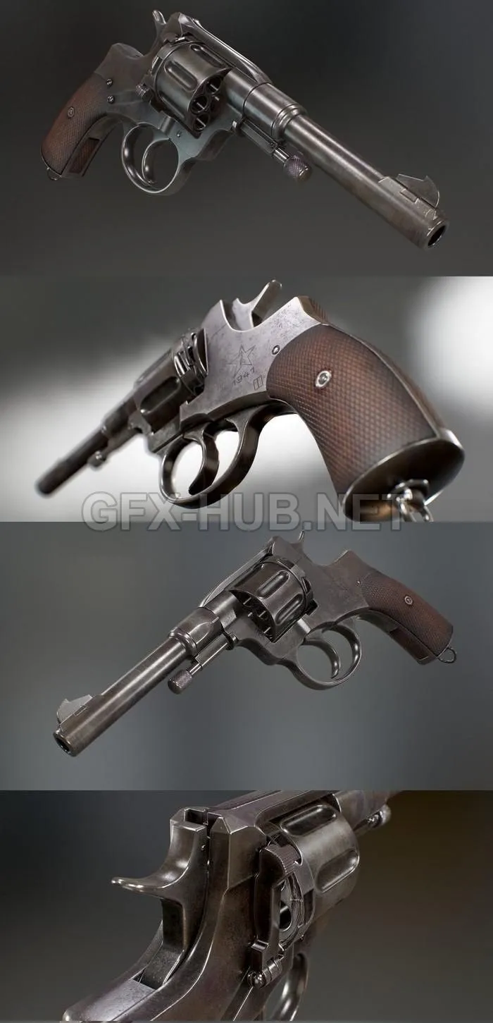 PBR Game 3D Model – Nagant Revolver 1941