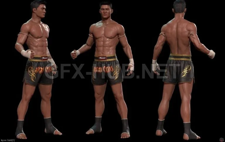 PBR Game 3D Model – Nak Muay – Muay Thai Male Fighter