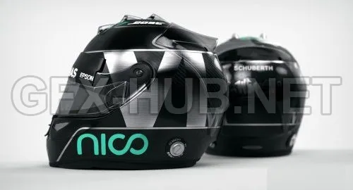 PBR Game 3D Model – Nico Rosberg 2016 style Racing helmet