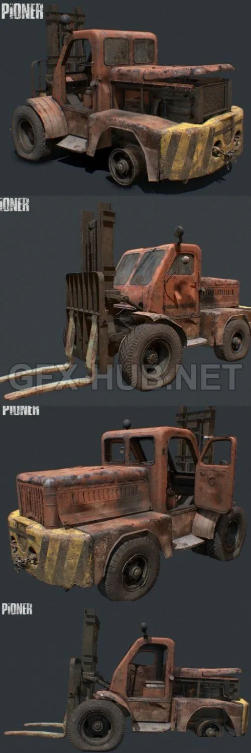 PBR Game 3D Model – AP-4045 Soviet Forklift Truck