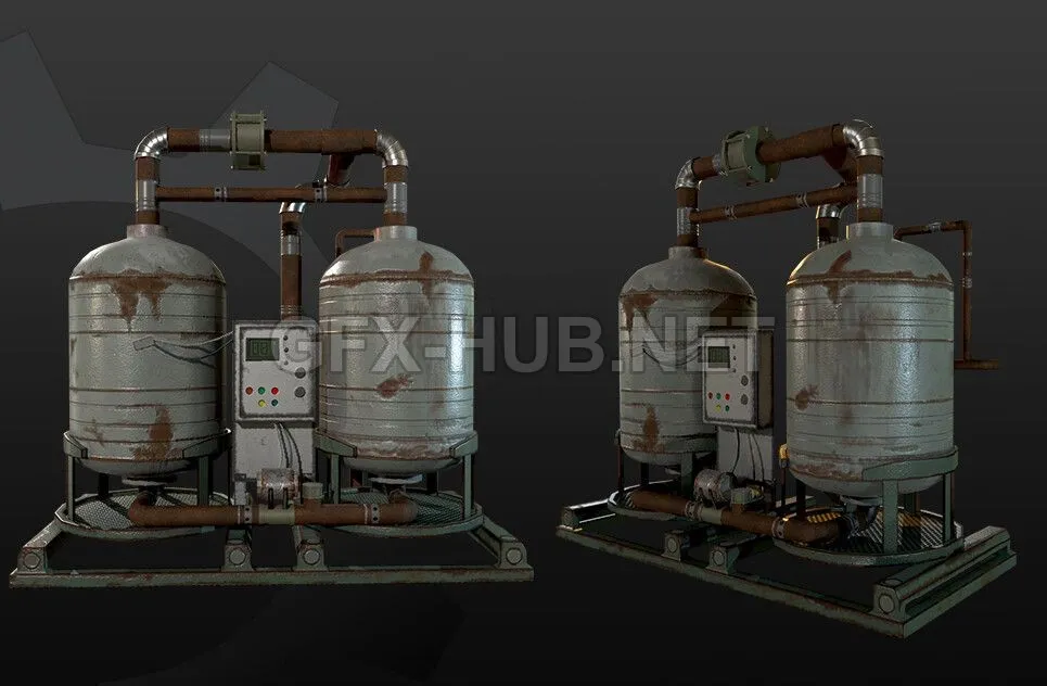 PBR Game 3D Model – Nitrogen generator tank
