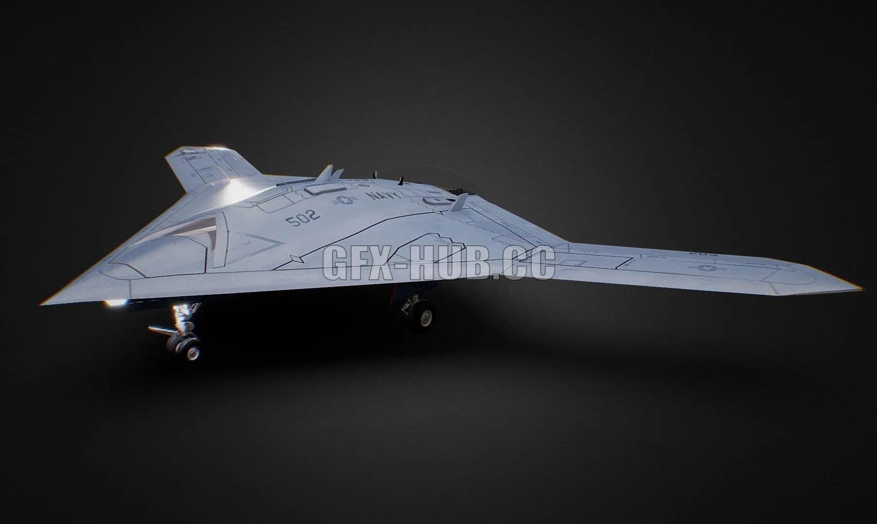 PBR Game 3D Model – Northrop Grumman X-47B Drone