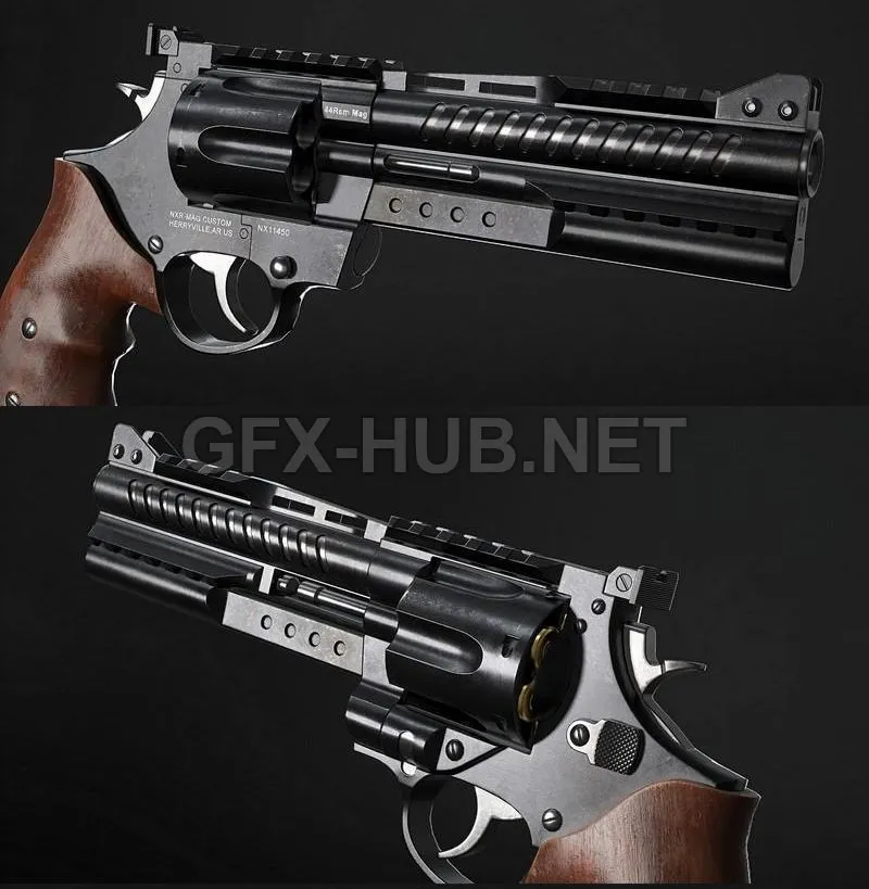 PBR Game 3D Model – NXR 44 Magnum revolver