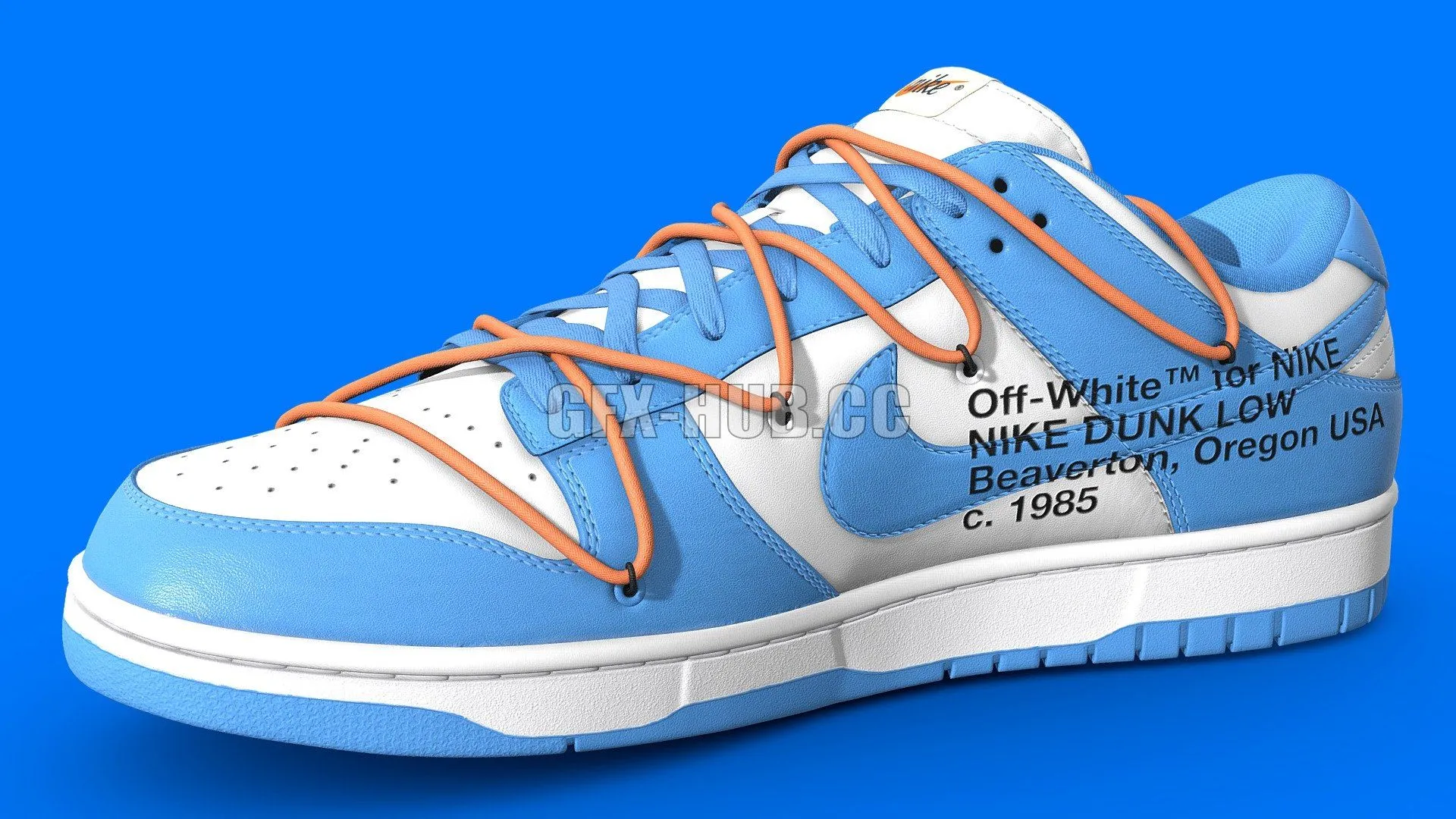 PBR Game 3D Model – Off White x Nike Dunk University Blue Shoe
