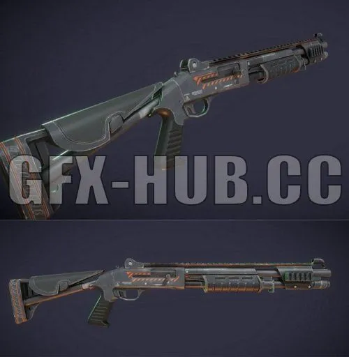 PBR Game 3D Model – Apocalypse Weapons Shotgun