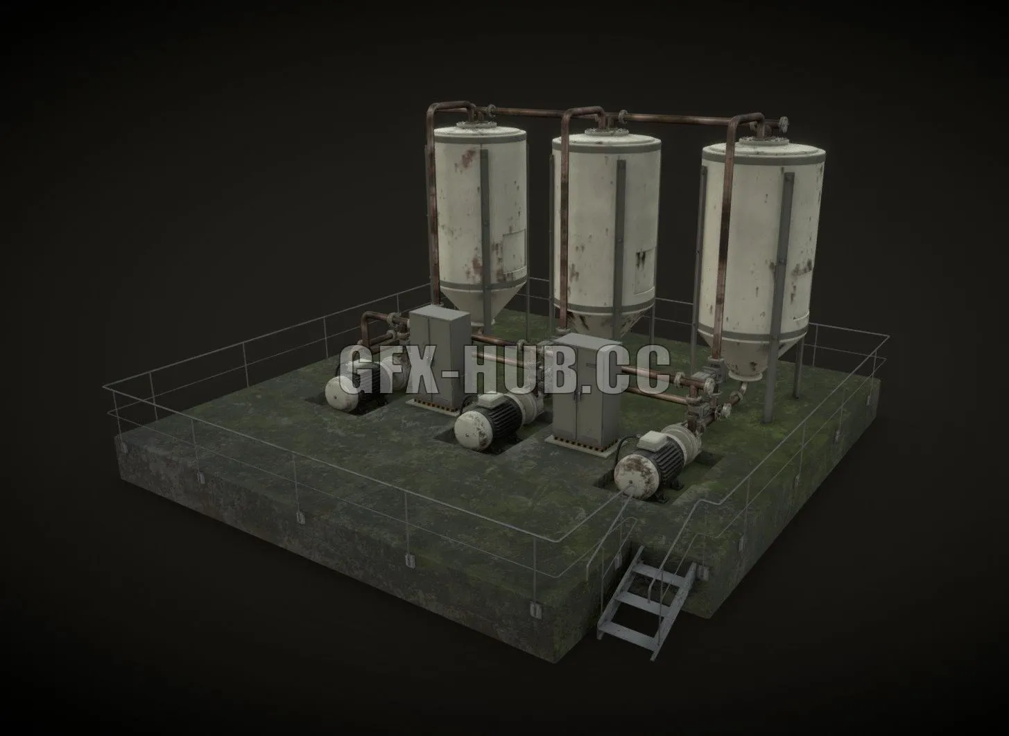 PBR Game 3D Model – Oil Gaz Water Tank