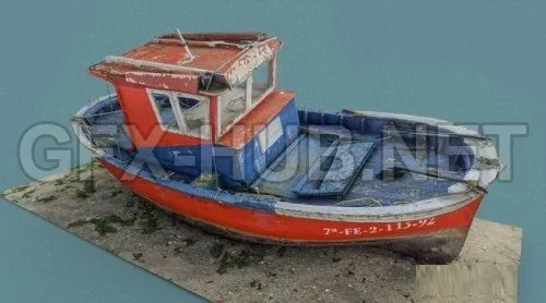 PBR Game 3D Model – Old Boat (obj, tex)
