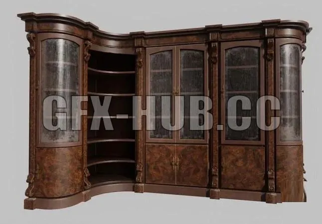 PBR Game 3D Model – Old bookcase