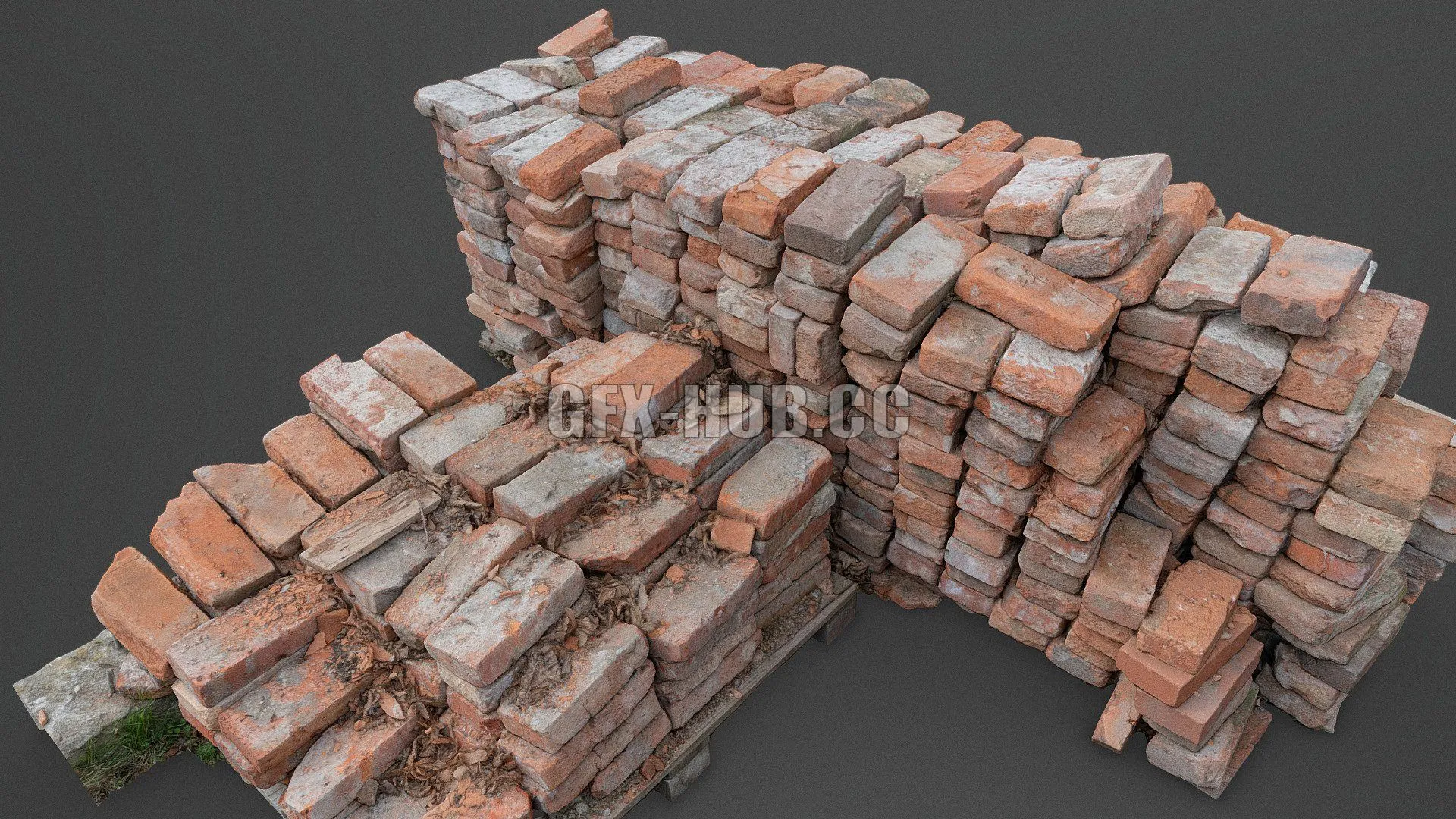 PBR Game 3D Model – Old bricks stack