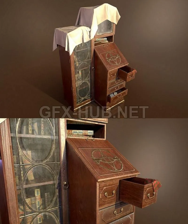 PBR Game 3D Model – Old cabinet