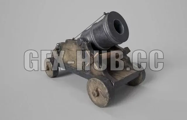 PBR Game 3D Model – Old Cannon Mortar