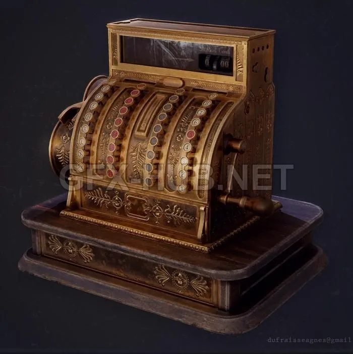 PBR Game 3D Model – Old cash register machine