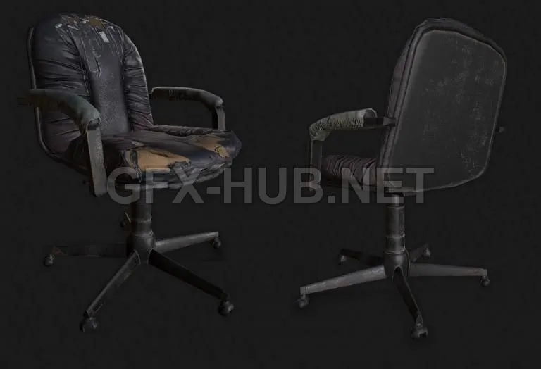PBR Game 3D Model – Old Chair PBR