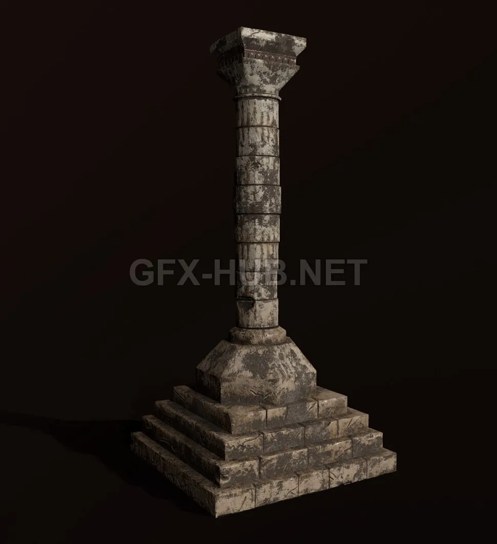 PBR Game 3D Model – Old Column