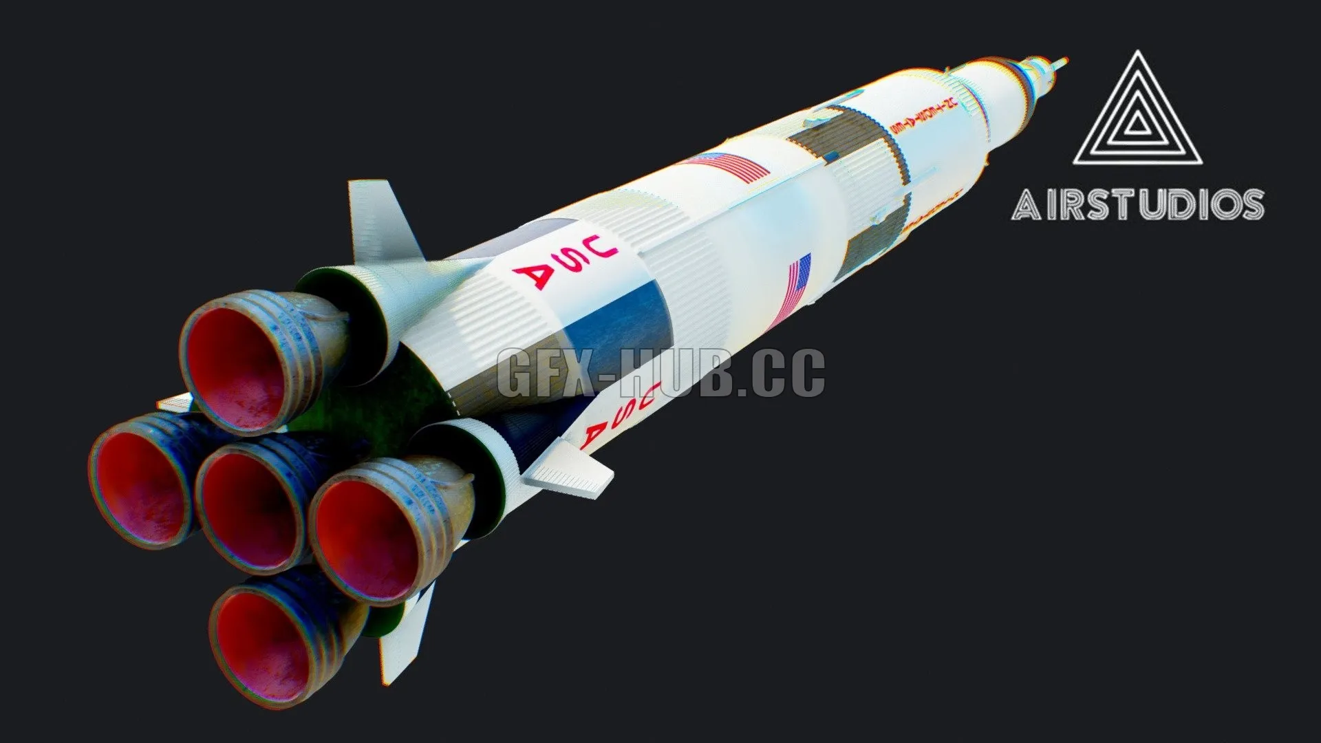 PBR Game 3D Model – Apollo 11 Saturn 5 Rocket