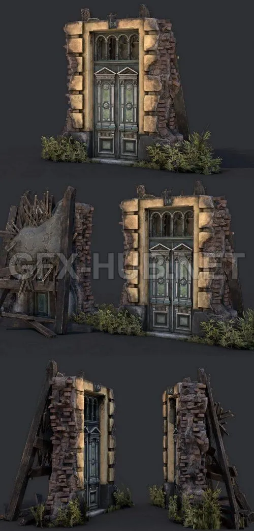 PBR Game 3D Model – Old Door