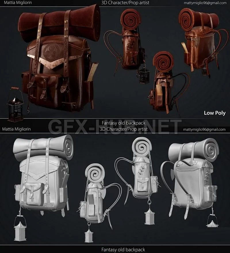 PBR Game 3D Model – Old Fantasy Backpack