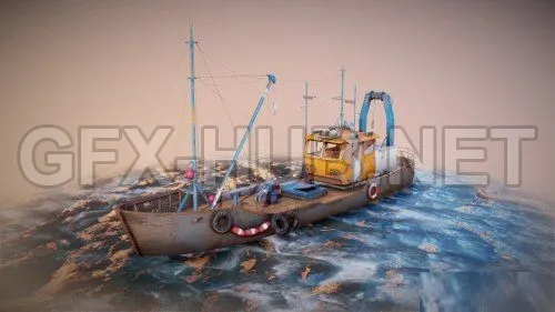 PBR Game 3D Model – Old Fishing Boat
