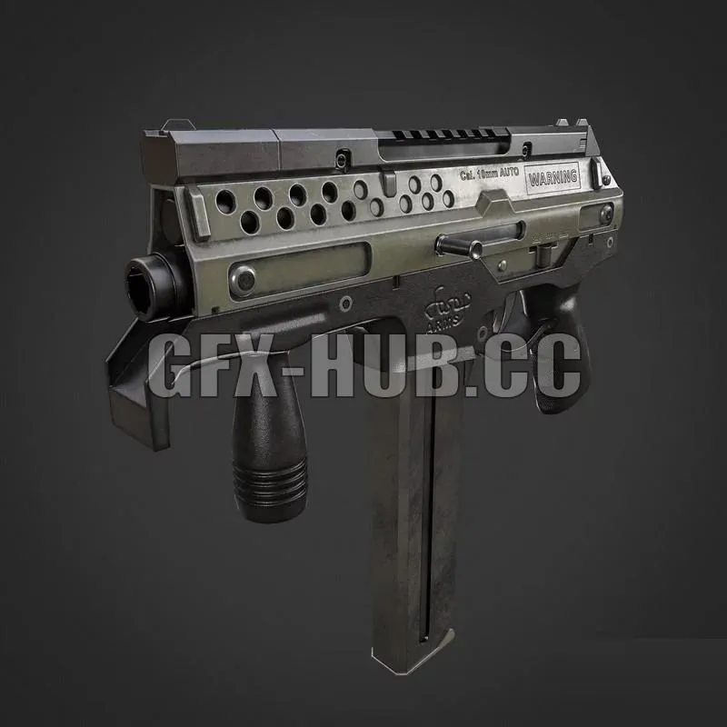 PBR Game 3D Model – 10mm AUTO SMG – Game Ready