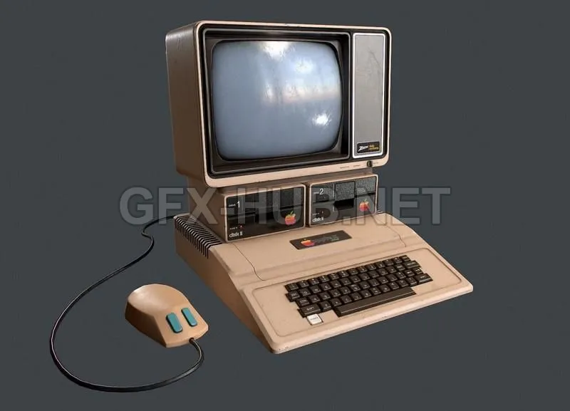 PBR Game 3D Model – Apple II Computer PBR