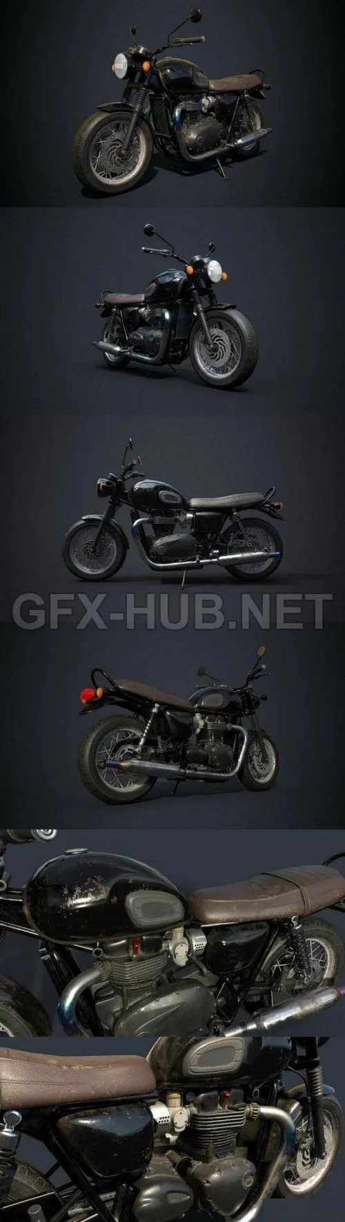 PBR Game 3D Model – Old motorbike