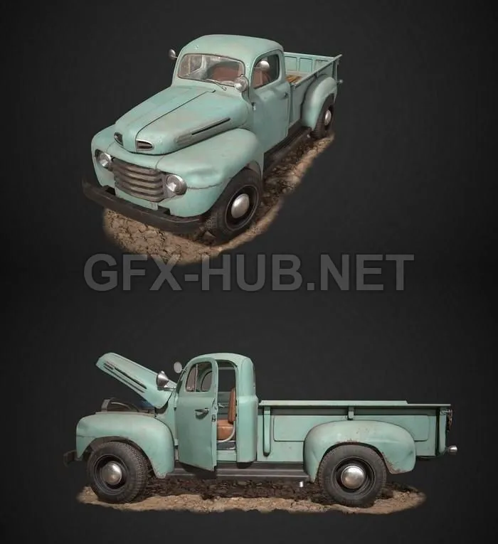 PBR Game 3D Model – Old Pickup