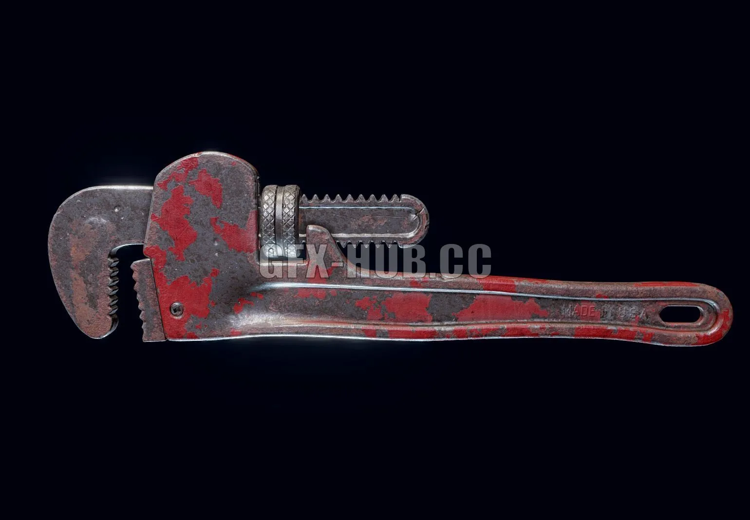 PBR Game 3D Model – Old Pipe Wrench