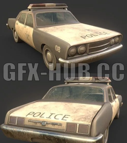 PBR Game 3D Model – Old Police Car PBR