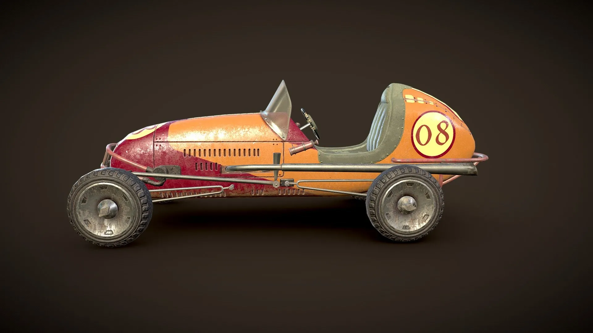 PBR Game 3D Model – Old racing car