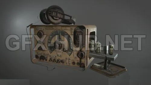 PBR Game 3D Model – Old Radio and Headphones