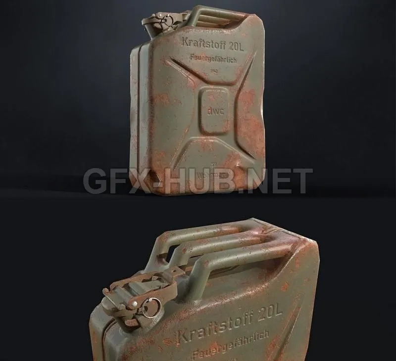 PBR Game 3D Model – Old Rusty Jerrycan