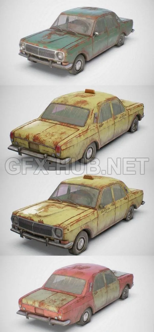 PBR Game 3D Model – Old Soviet Car
