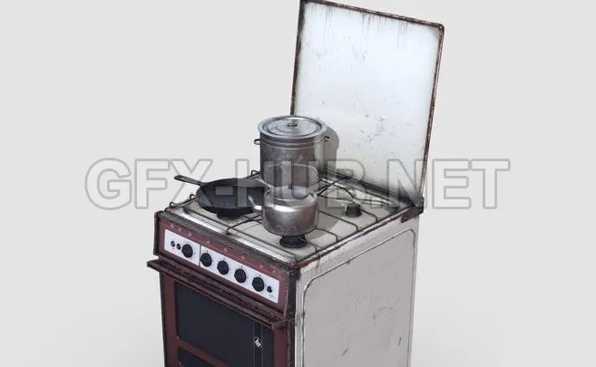 PBR Game 3D Model – Old Soviet Cooker