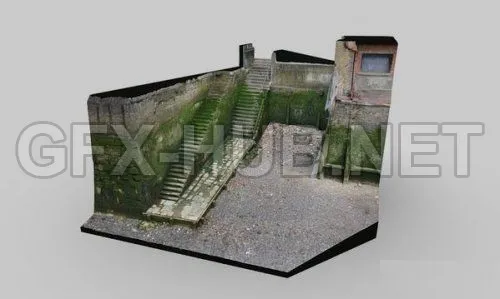 PBR Game 3D Model – Old Stairs (obj)