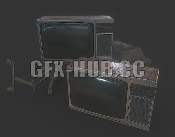 PBR Game 3D Model – Old Television Sets