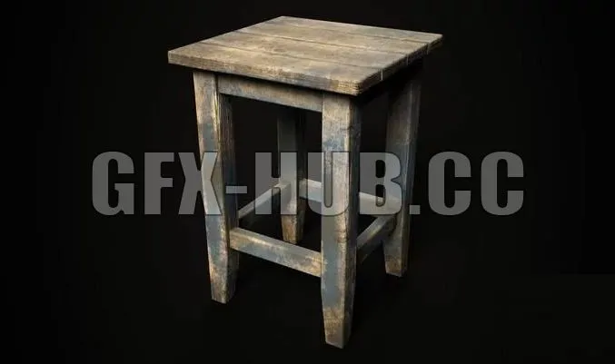 PBR Game 3D Model – old ussr wooden chair