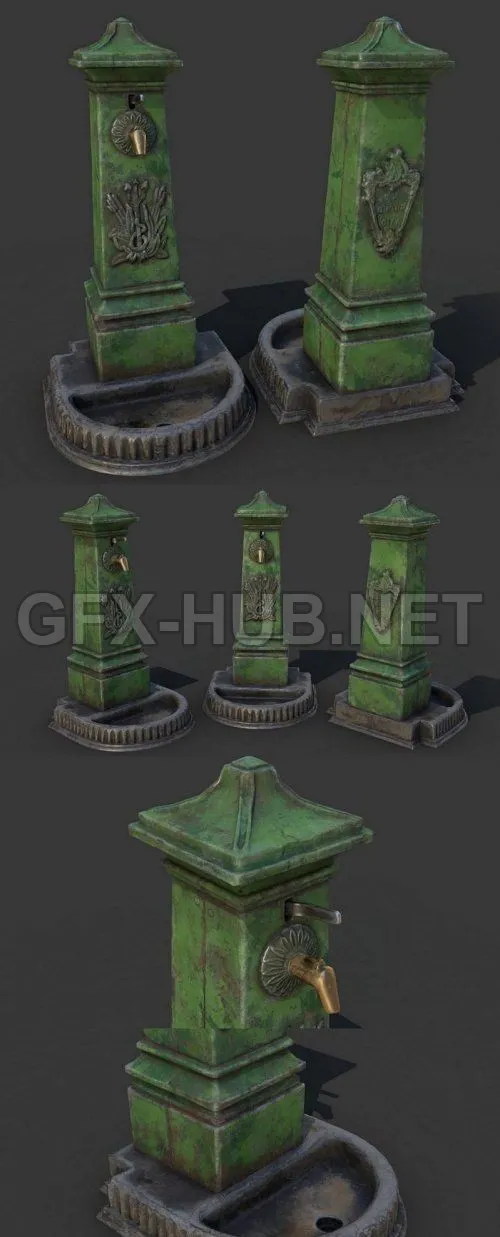PBR Game 3D Model – Old Water Fountain