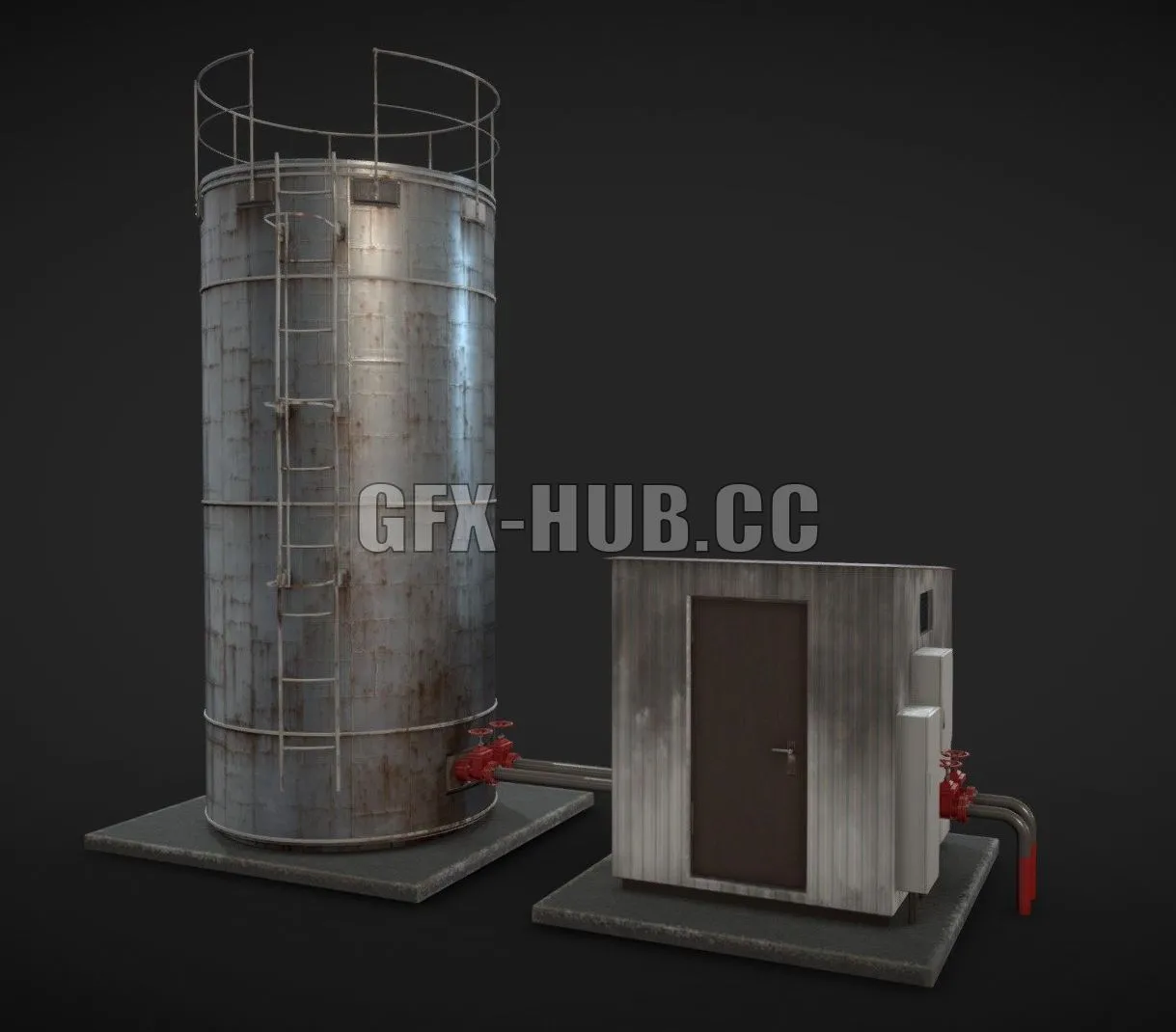 PBR Game 3D Model – Old water tank