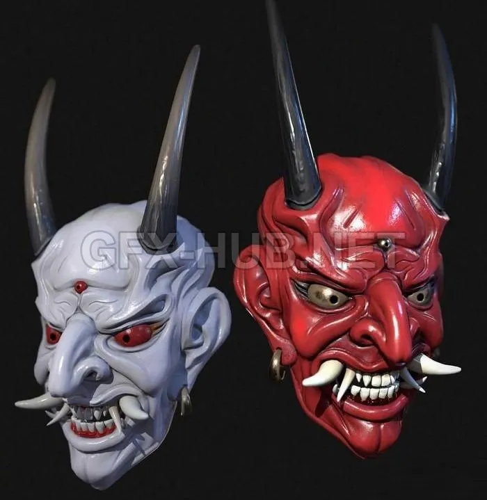 PBR Game 3D Model – Oni mask