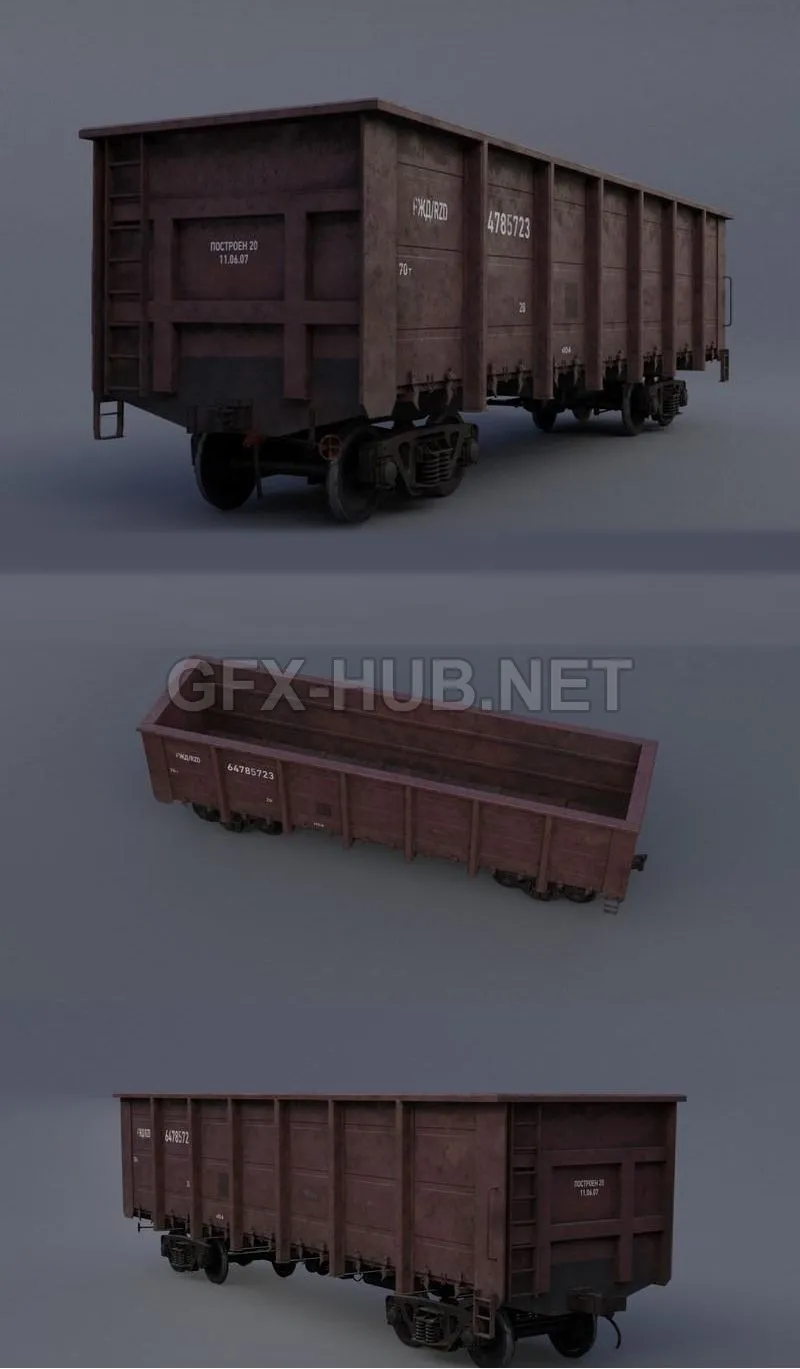 PBR Game 3D Model – Open wagon