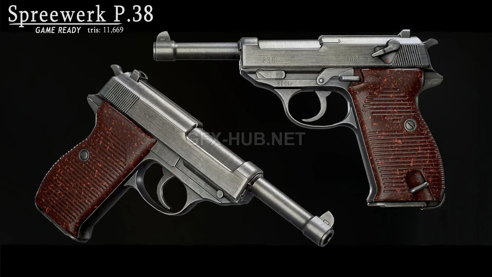 PBR Game 3D Model – P38 Pistol