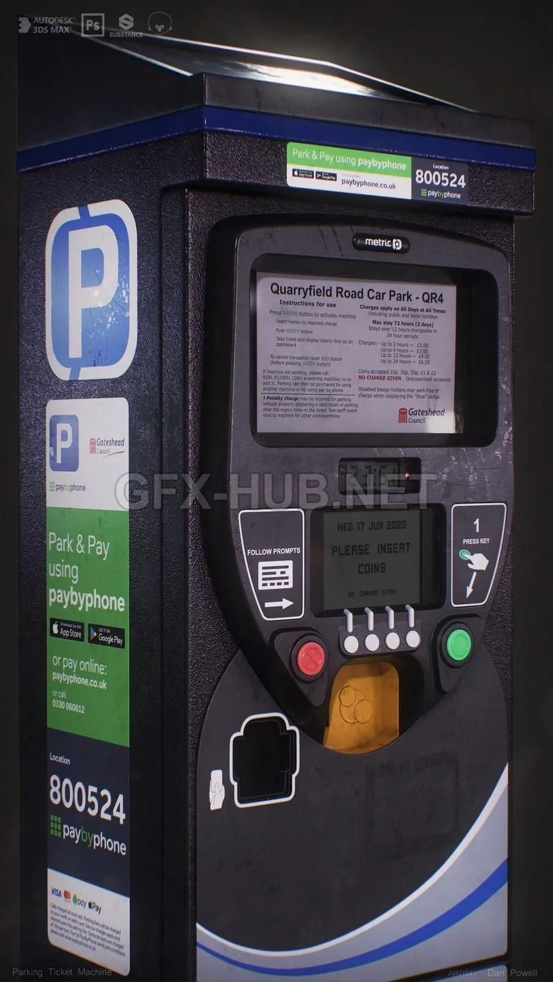 PBR Game 3D Model – Parking Ticket Machine