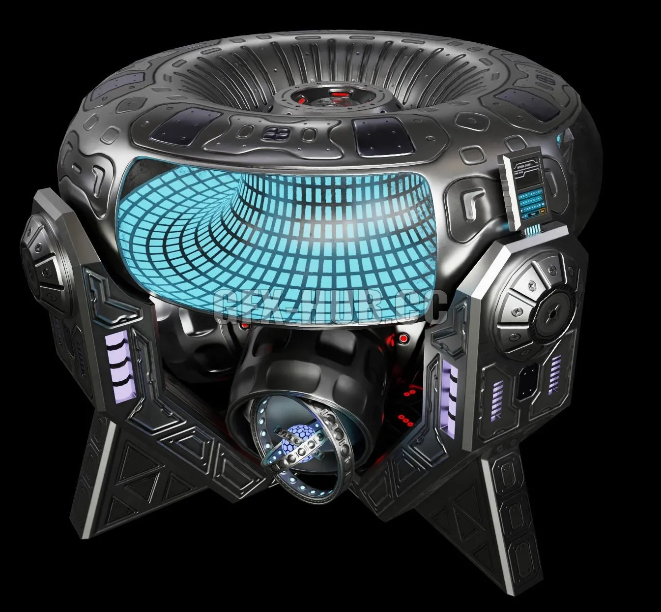PBR Game 3D Model – Particle Accelerator Sci-Fi Game Prop PBR