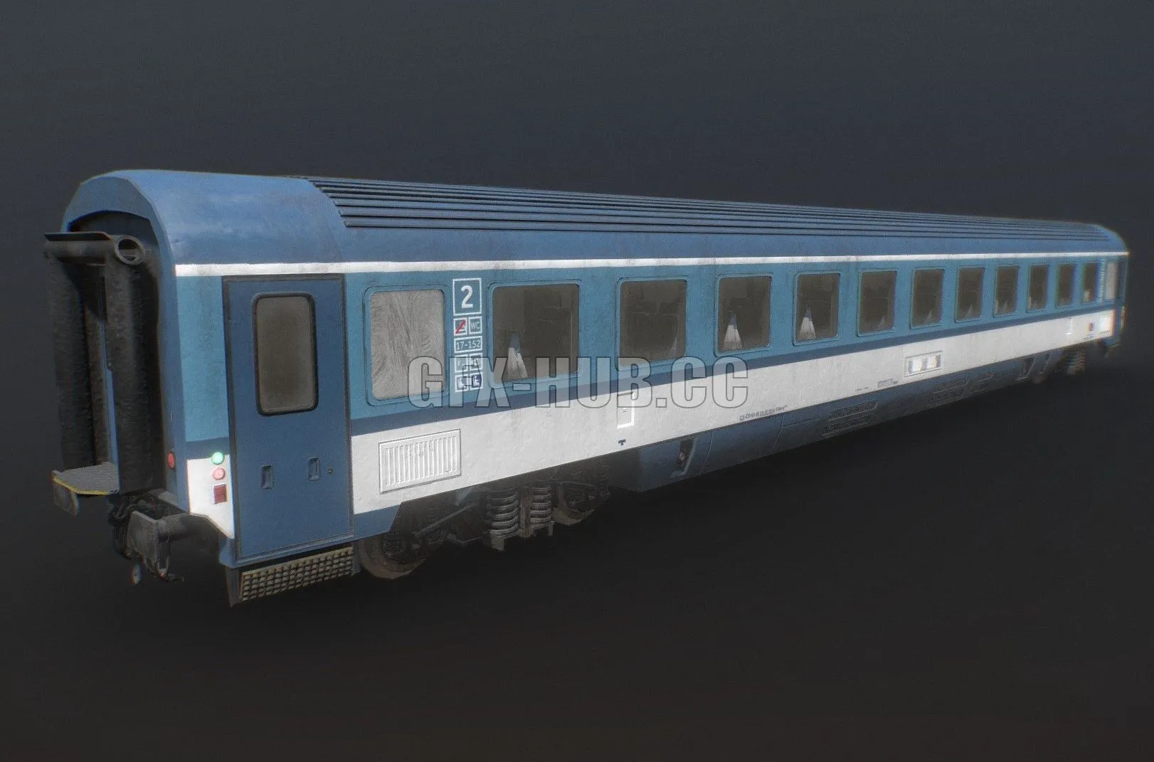 PBR Game 3D Model – Passenger carriage (train)