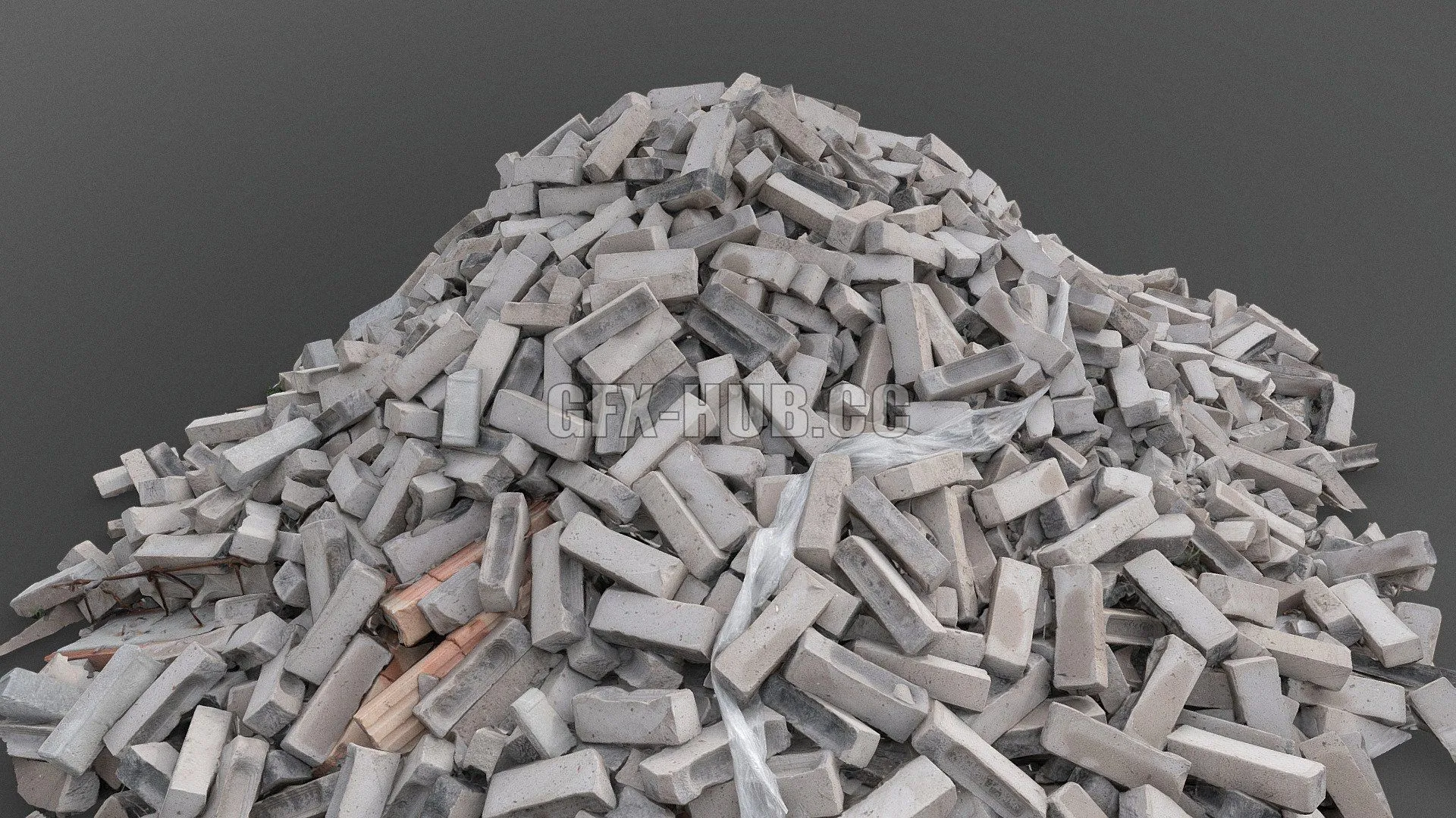 PBR Game 3D Model – Pavement floor tiles pile
